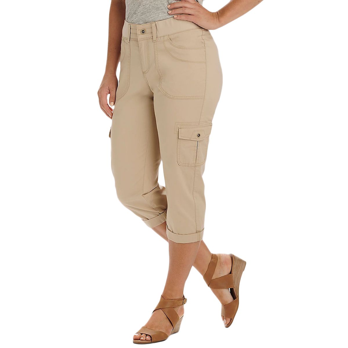 Lolmot Womens Capri Pants Elastic Waist Hiking Button Zipper Crop Pants  Casual Harem Pants Slim Bound Feet Tapered Pant Cargo Pants with Pockets