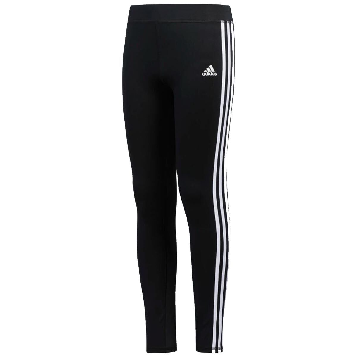 ADIDAS Little Girls' D2M Capri Leggings Pants Climalite Black White Stripes  6X