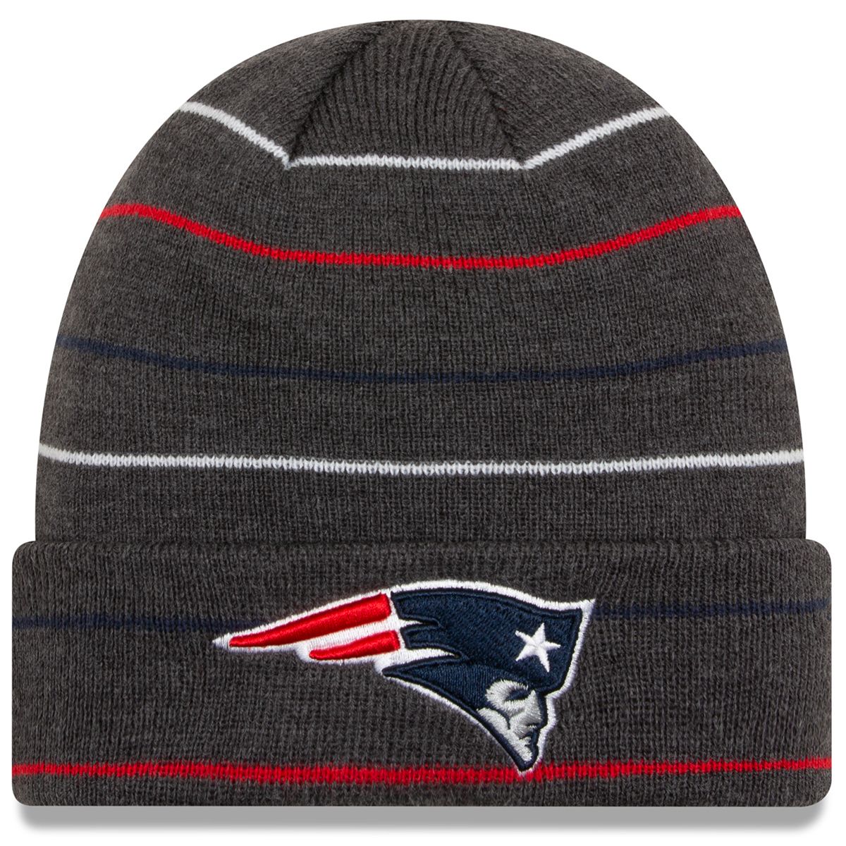 New Era Men's New England Patriots Heather Grey Pom Knit Beanie